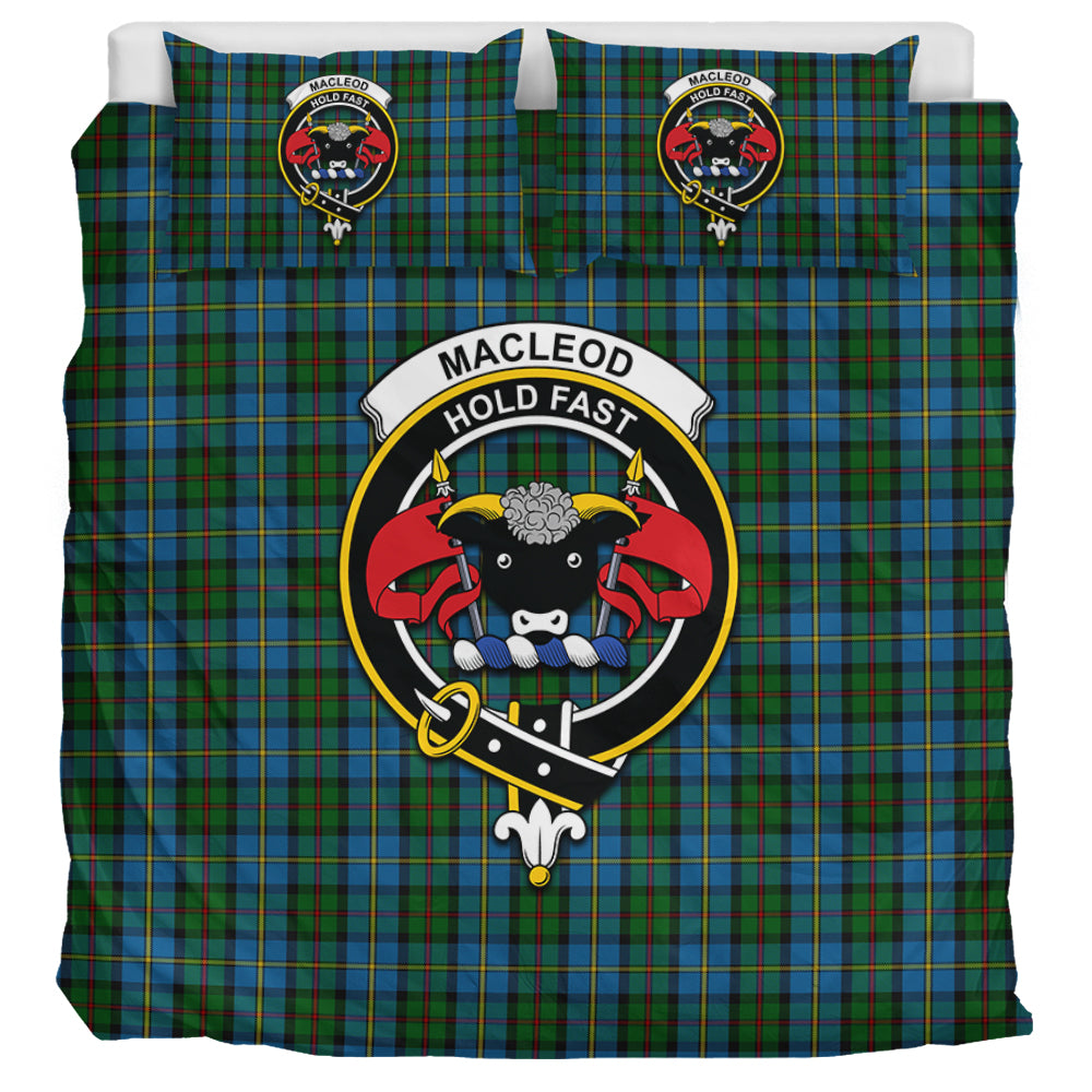 MacLeod Green Tartan Bedding Set with Family Crest UK Bedding Set UK Super King 104*94 inch - Tartan Vibes Clothing