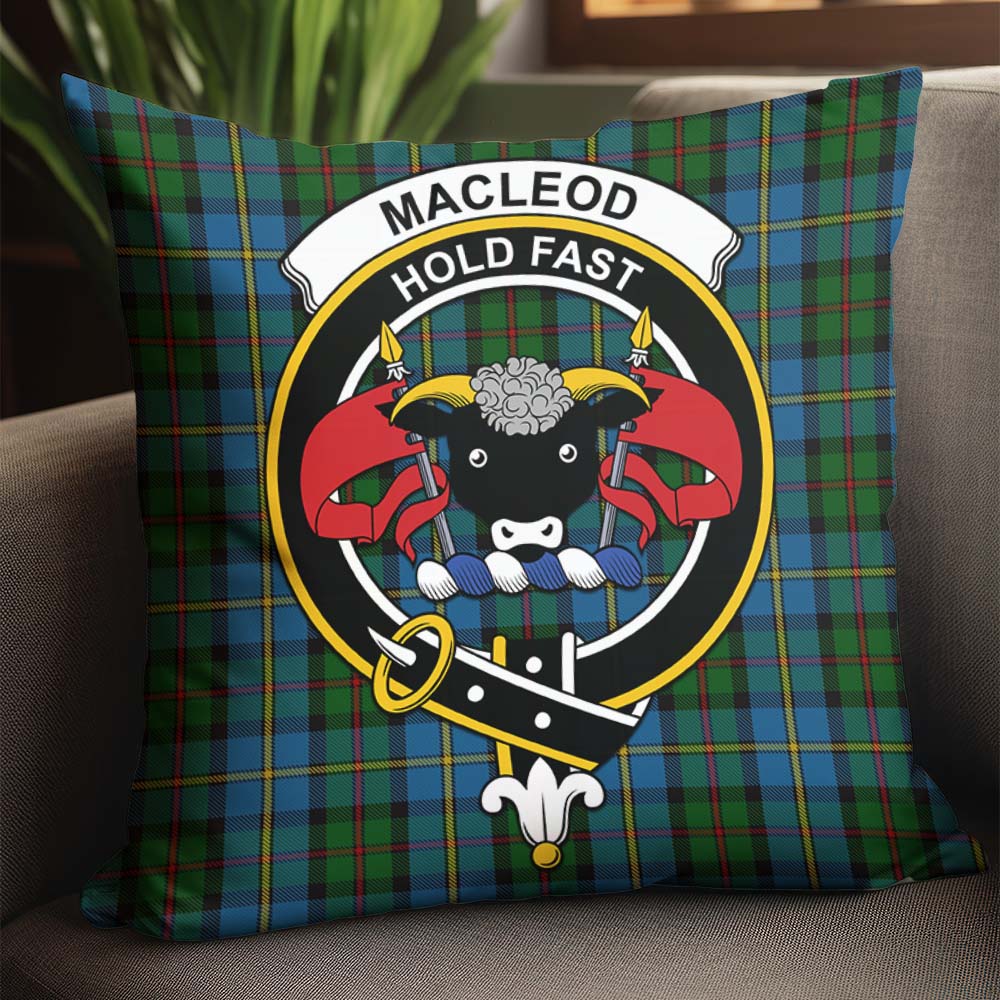 MacLeod Green Tartan Pillow Cover with Family Crest - Tartanvibesclothing