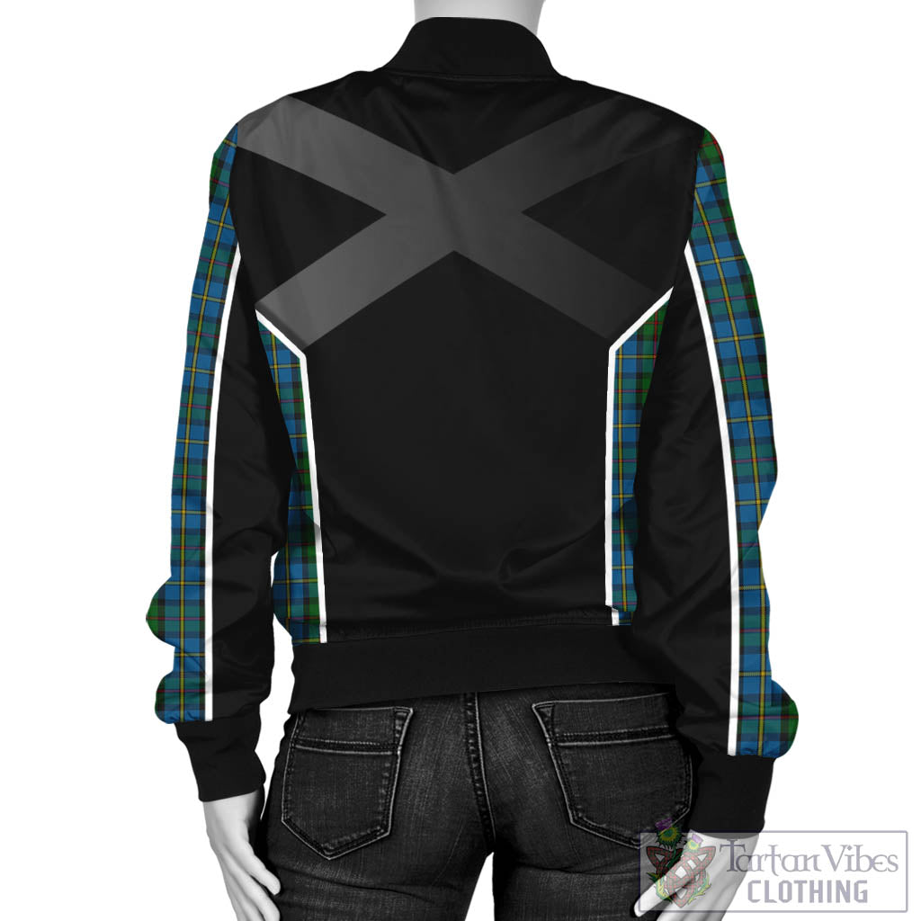 Tartan Vibes Clothing MacLeod Green Tartan Bomber Jacket with Family Crest and Scottish Thistle Vibes Sport Style