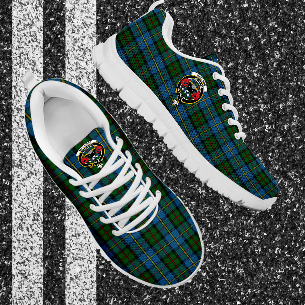 MacLeod Green Tartan Sneakers with Family Crest - Tartan Vibes Clothing