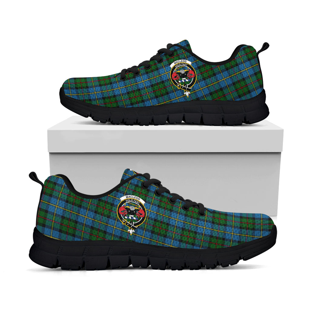 MacLeod Green Tartan Sneakers with Family Crest - Tartan Vibes Clothing