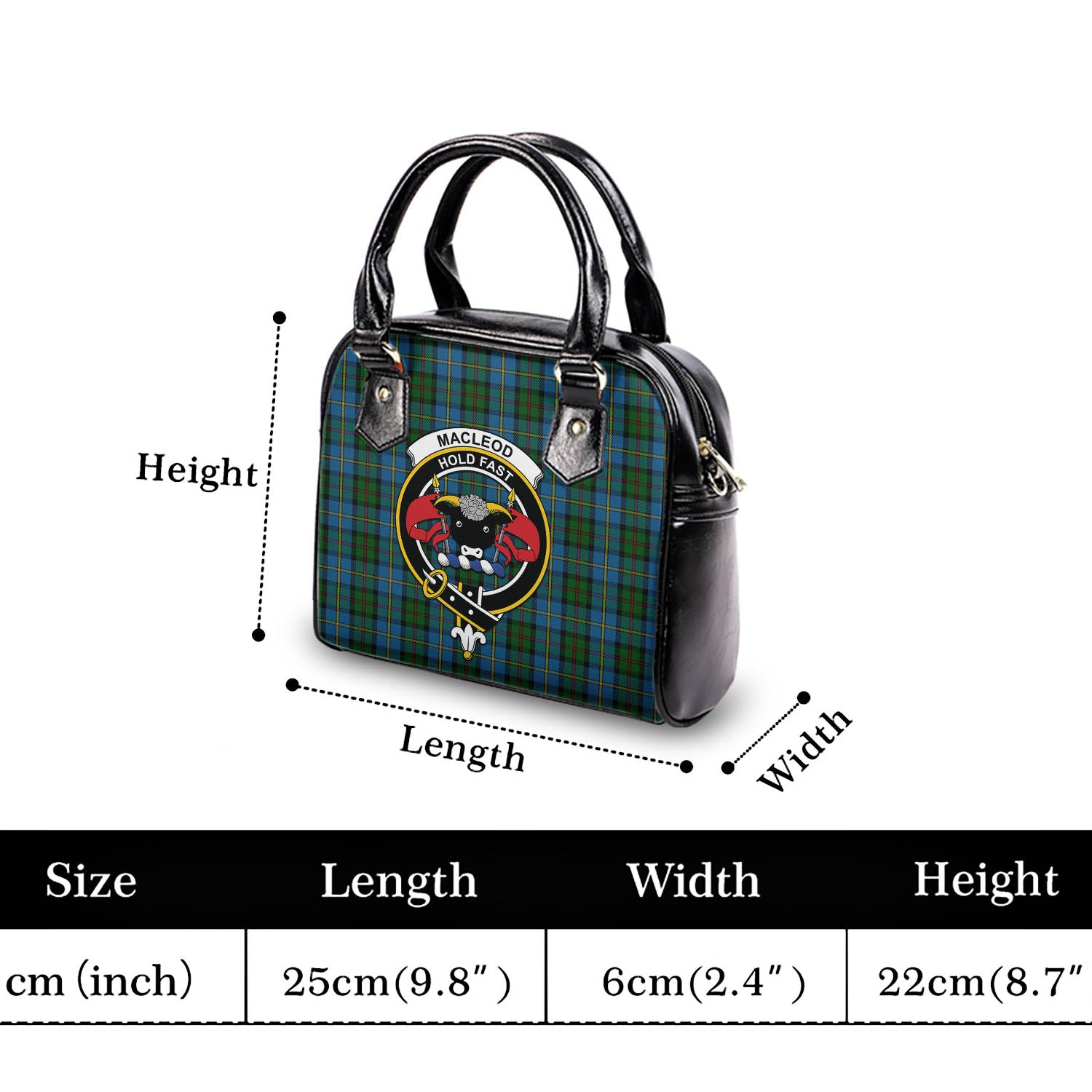 MacLeod Green Tartan Shoulder Handbags with Family Crest - Tartanvibesclothing