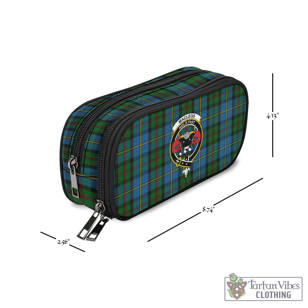 Tartan Vibes Clothing MacLeod Green Tartan Pen and Pencil Case with Family Crest