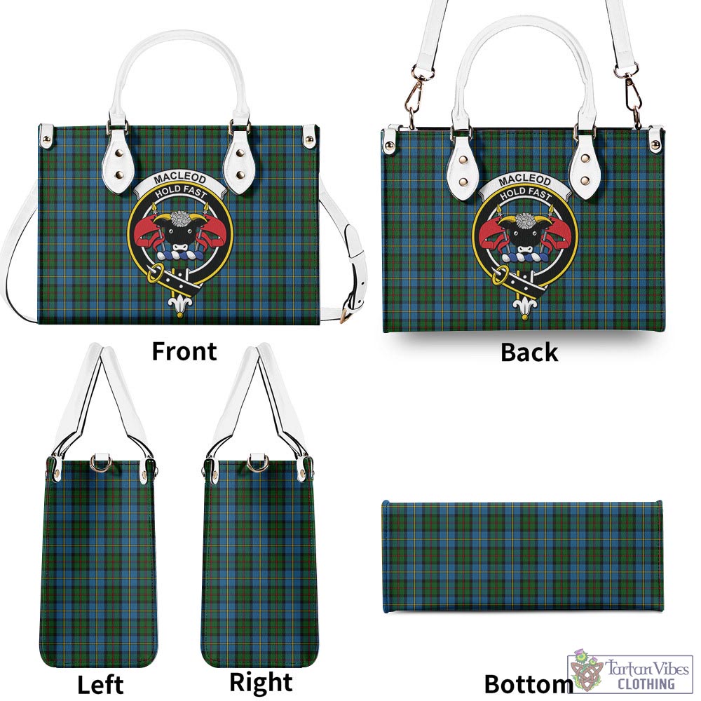 Tartan Vibes Clothing MacLeod Green Tartan Luxury Leather Handbags with Family Crest