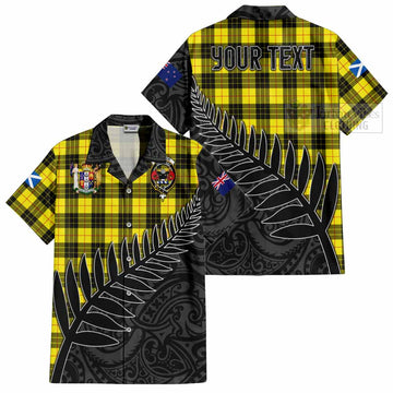 MacLeod (McLeod) Crest Tartan Short Sleeve Button Shirt with New Zealand Silver Fern Half Style