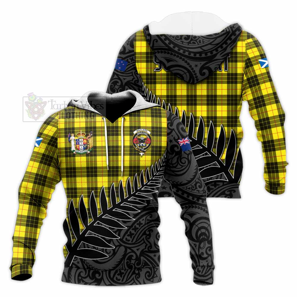 Tartan Vibes Clothing MacLeod (McLeod) Crest Tartan Knitted Hoodie with New Zealand Silver Fern Half Style