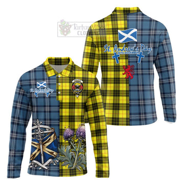 MacLeod (McLeod) Tartan Long Sleeve Polo Shirt Happy St. Andrew's Day Half Tartan Style