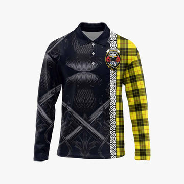 MacLeod (McLeod) Tartan Long Sleeve Polo Shirt with Family Crest Cross Sword Thistle Celtic Vibes