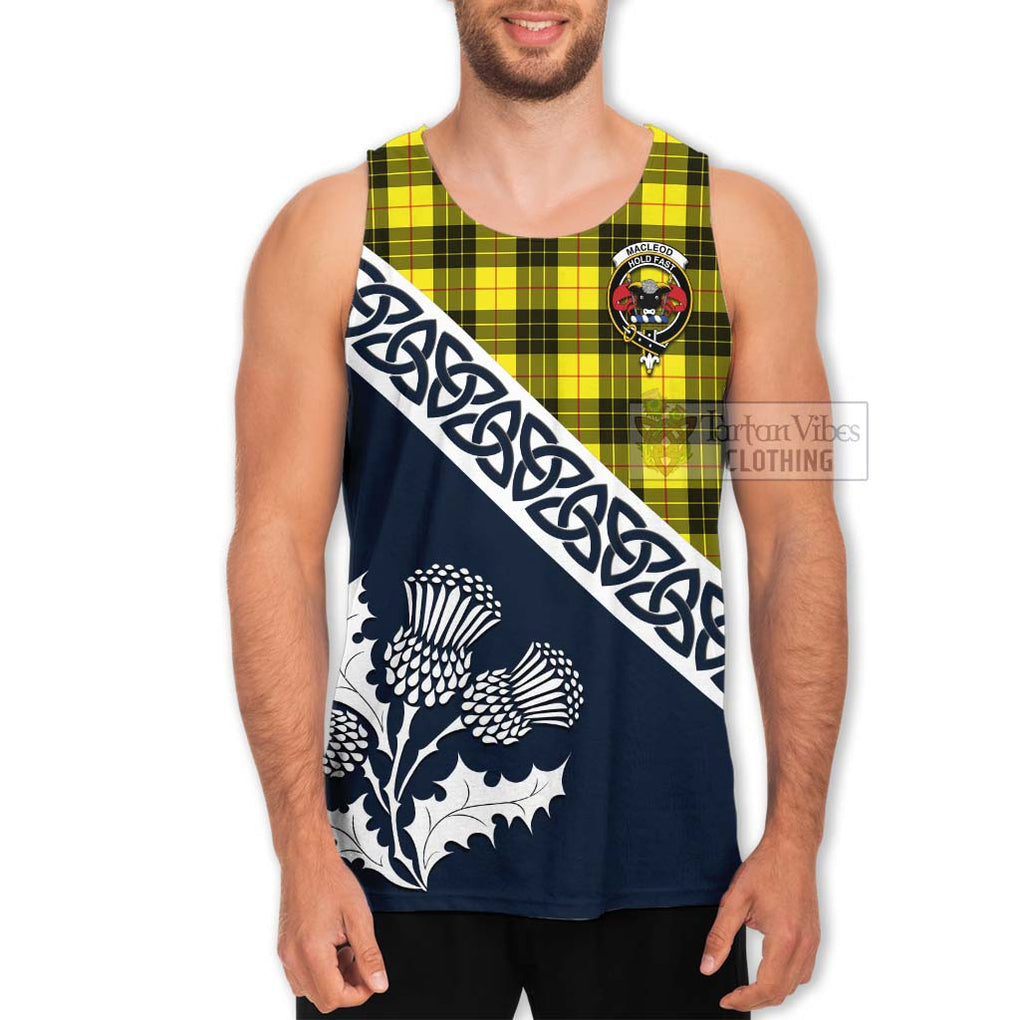 Tartan Vibes Clothing MacLeod (McLeod) Tartan Men's Tank Top Featuring Thistle and Scotland Map