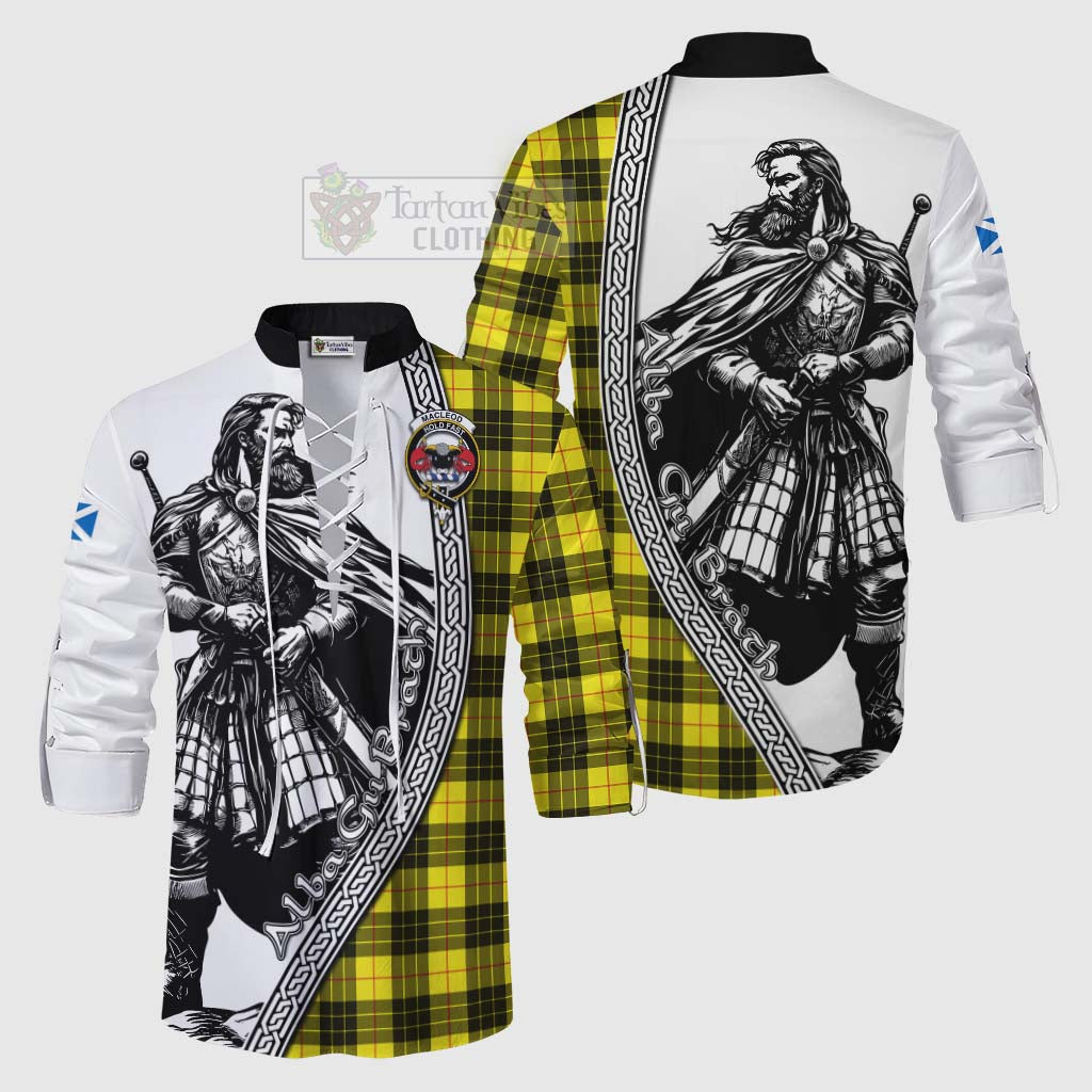 Tartan Vibes Clothing MacLeod (McLeod) Tartan Clan Crest Ghillie Kilt Shirt with Highlander Warrior Celtic Style