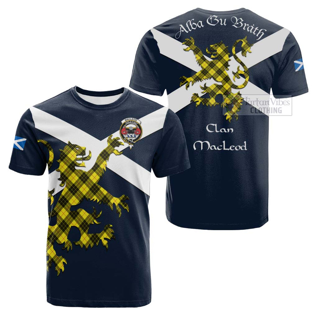 Tartan Vibes Clothing MacLeod (McLeod) Tartan Lion Rampant Cotton T-shirt – Proudly Display Your Heritage with Alba Gu Brath and Clan Name