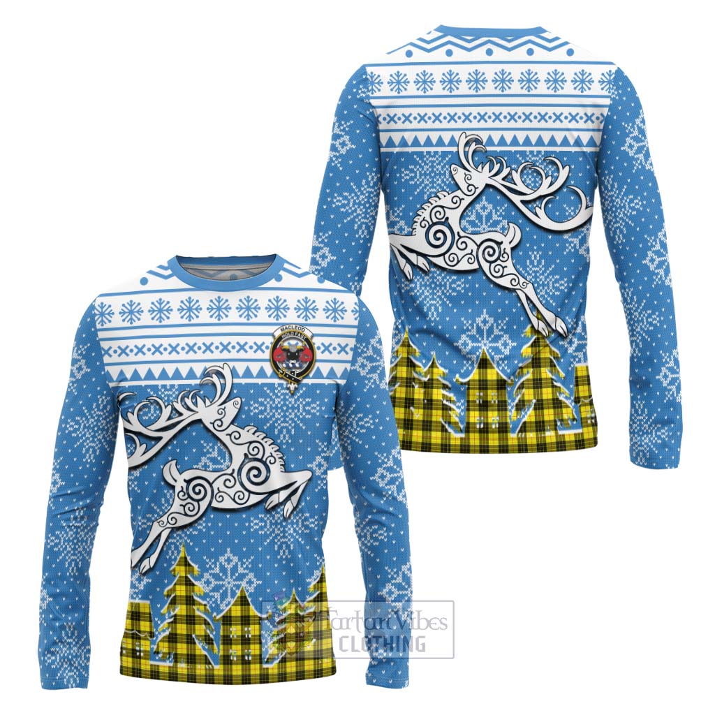 Tartan Vibes Clothing MacLeod (McLeod) Clan Christmas Long Sleeve T-Shirt Celtic Reindeer Style