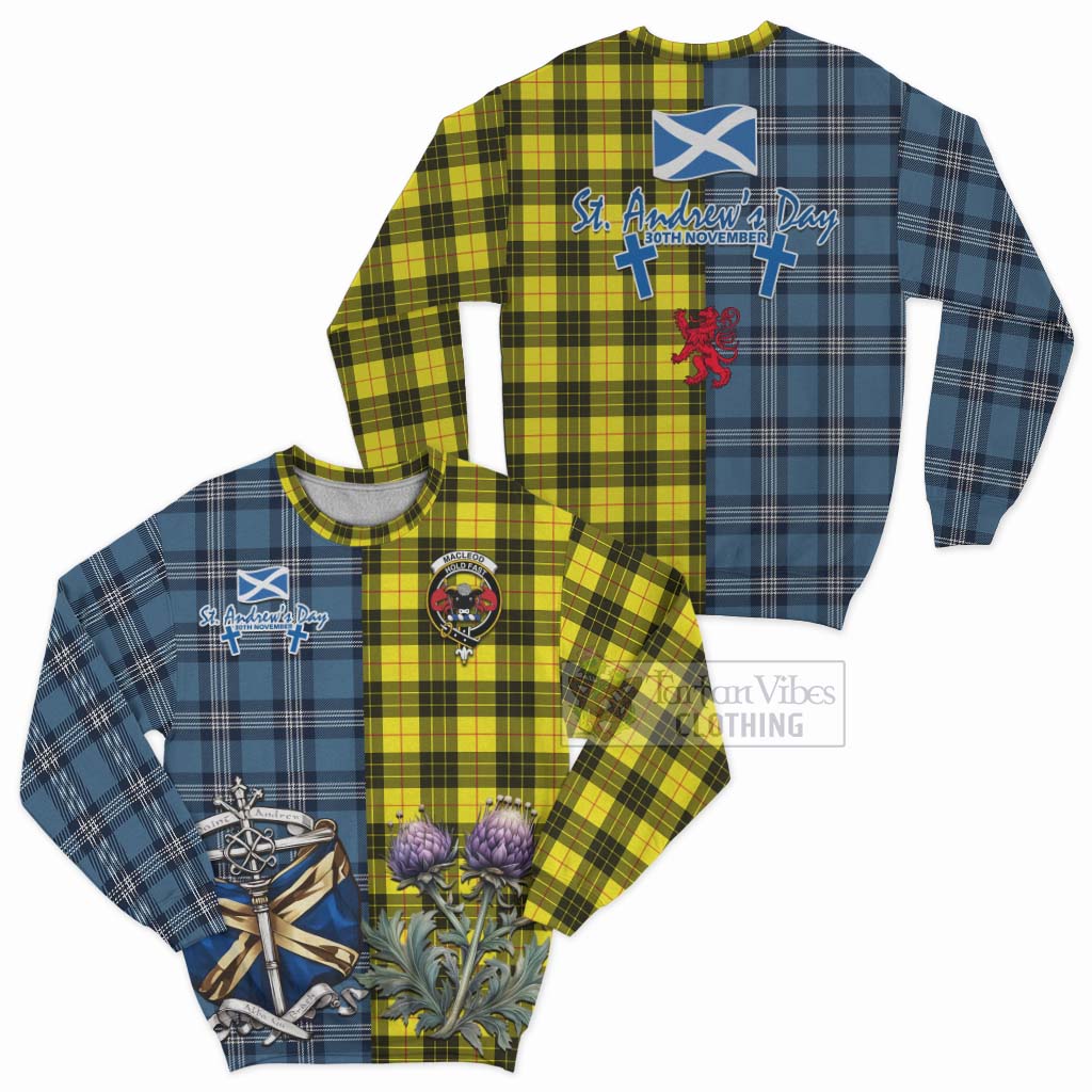 Tartan Vibes Clothing MacLeod (McLeod) Tartan Sweatshirt Happy St. Andrew's Day Half Tartan Style