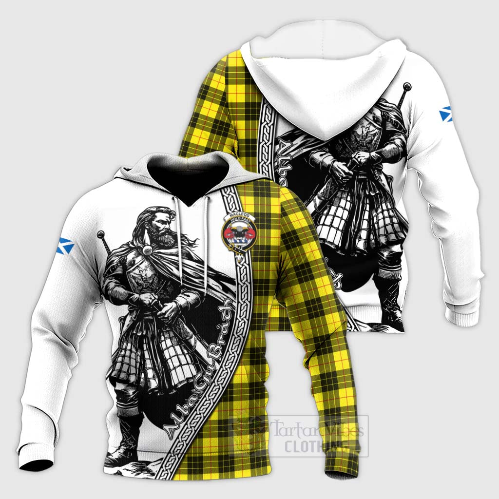 Tartan Vibes Clothing MacLeod (McLeod) Tartan Clan Crest Knitted Hoodie with Highlander Warrior Celtic Style