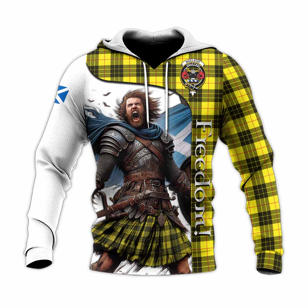 Tartan Vibes Clothing MacLeod (McLeod) Crest Tartan Knitted Hoodie Inspired by the Freedom of Scottish Warrior