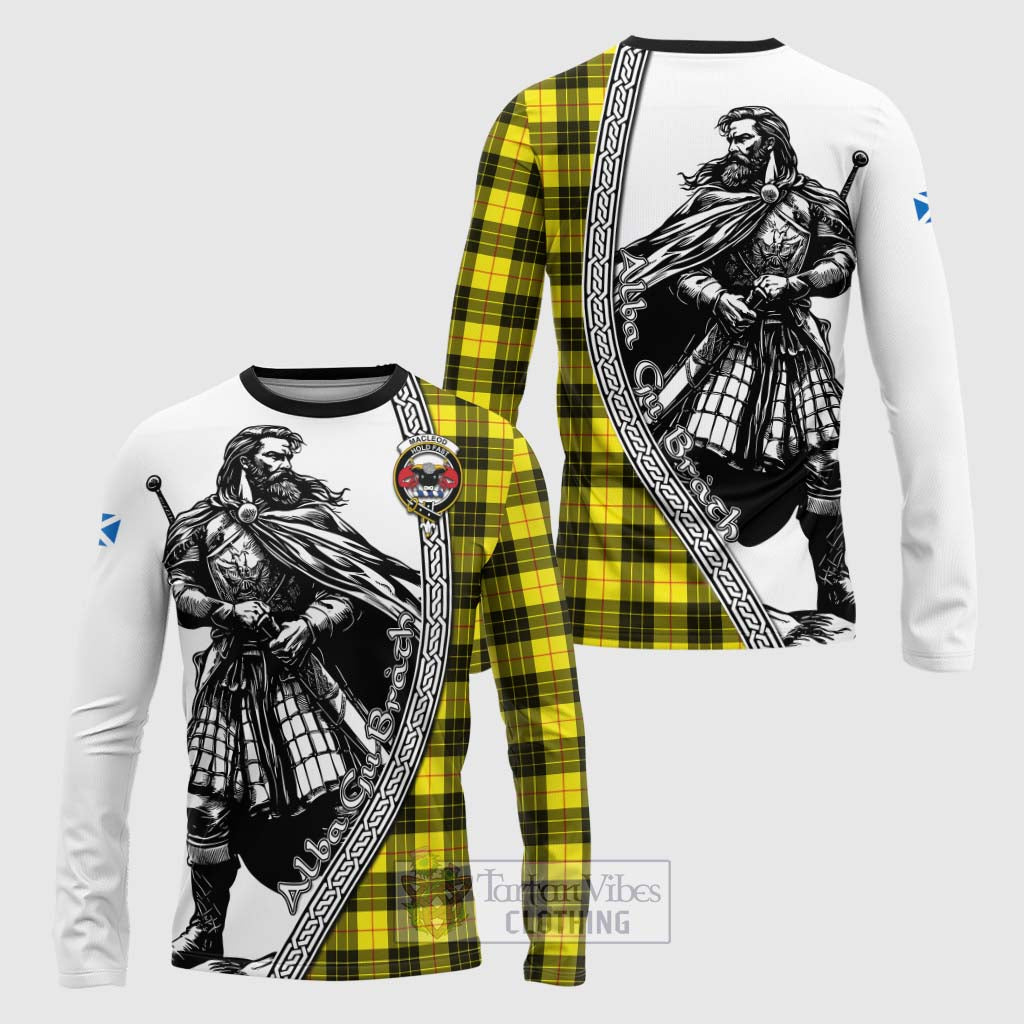 Tartan Vibes Clothing MacLeod (McLeod) Tartan Clan Crest Long Sleeve T-Shirt with Highlander Warrior Celtic Style