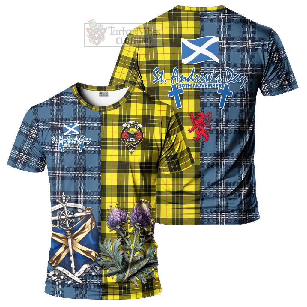 Tartan Vibes Clothing MacLeod (McLeod) Tartan T-Shirt Happy St. Andrew's Day Half Tartan Style