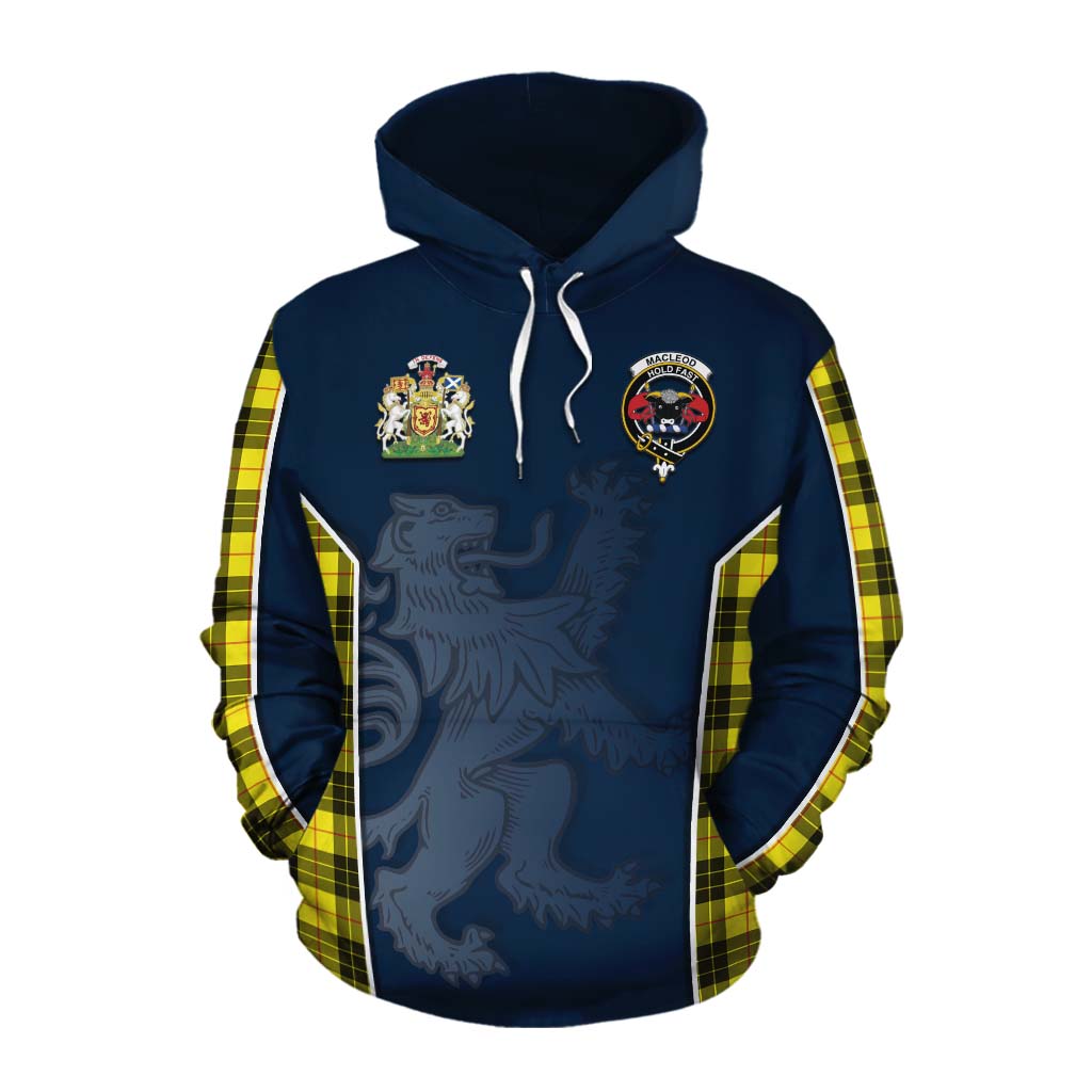 Tartan Vibes Clothing MacLeod (McLeod) Tartan Cotton Hoodie with Family Crest and Lion Rampant Vibes Sport Style