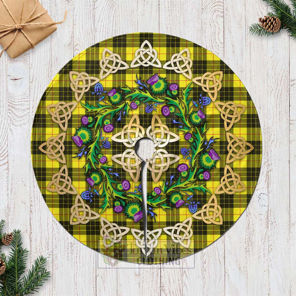 Tartan Vibes Clothing MacLeod (McLeod) Tartan Christmas Tree Skirt with Thistle Celtic Knot Style