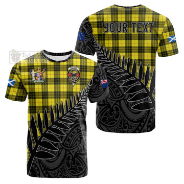 MacLeod (McLeod) Crest Tartan Cotton T-shirt with New Zealand Silver Fern Half Style