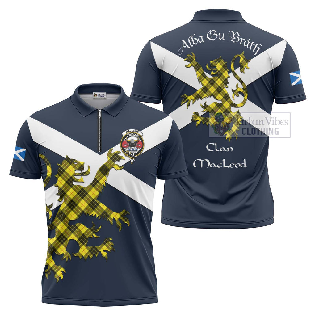 Tartan Vibes Clothing MacLeod (McLeod) Tartan Lion Rampant Zipper Polo Shirt – Proudly Display Your Heritage with Alba Gu Brath and Clan Name