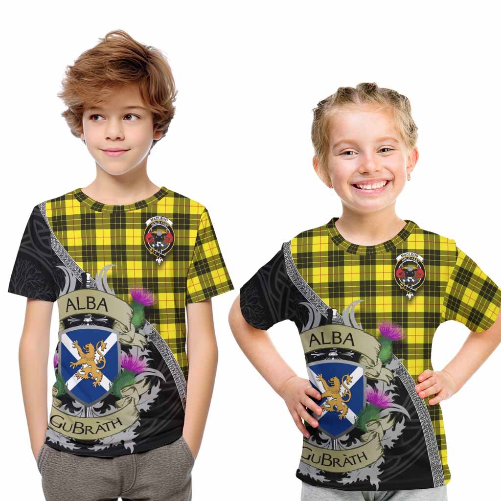 MacLeod (McLeod) Tartan Family Crest Kid T-Shirt Lion Rampant Royal Thistle Shield Celtic Inspired Youth XL Size14 - Tartan Vibes Clothing