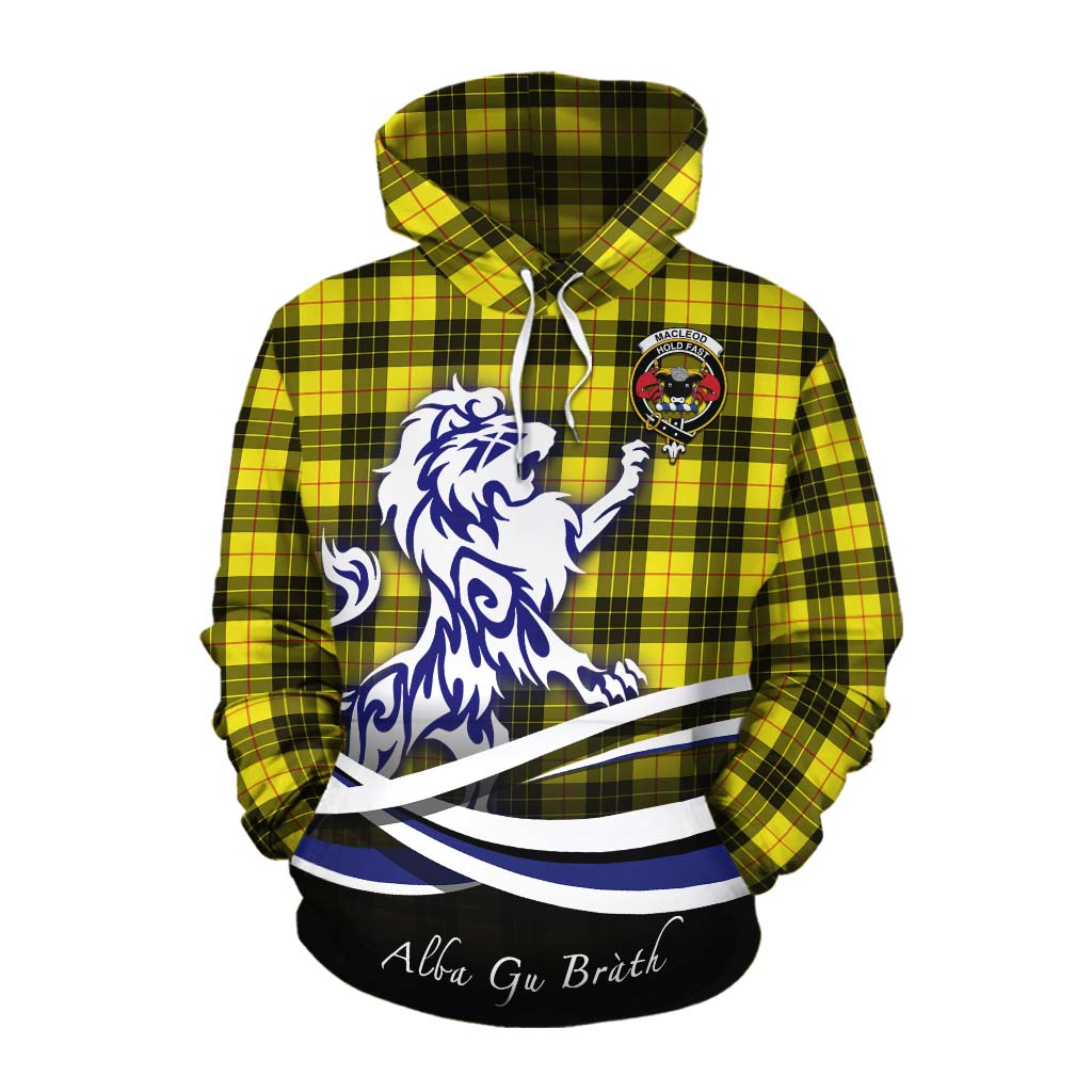 Tartan Vibes Clothing MacLeod (McLeod) Tartan Cotton Hoodie with Alba Gu Brath Regal Lion Emblem