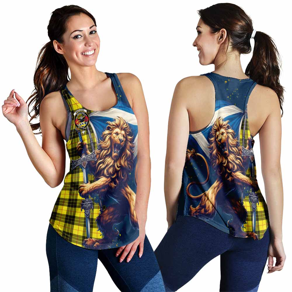 Tartan Vibes Clothing MacLeod (McLeod) Tartan Family Crest Women's Racerback Tanks with Scottish Majestic Lion