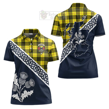 MacLeod (McLeod) Tartan Women's Polo Shirt Featuring Thistle and Scotland Map