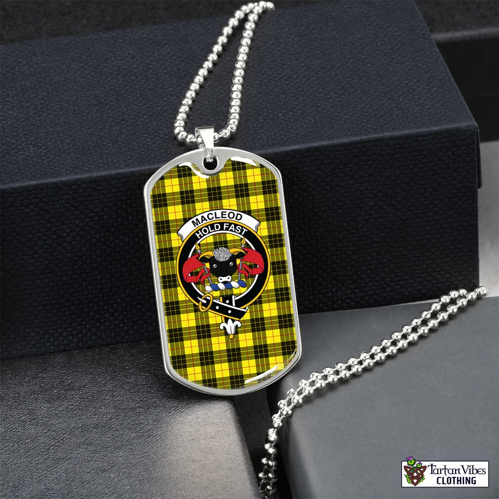 Tartan Vibes Clothing MacLeod (McLeod) Tartan Dog Tag Necklace with Family Crest