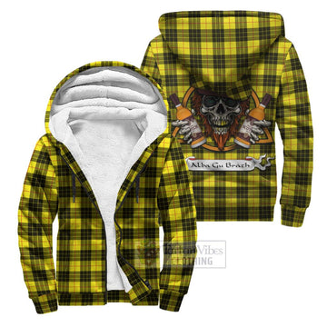 MacLeod (McLeod) Tartan Sherpa Hoodie with Family Crest and Bearded Skull Holding Bottles of Whiskey