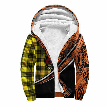 MacLeod (McLeod) Crest Tartan Sherpa Hoodie with Polynesian Vibes Style - Orange Version