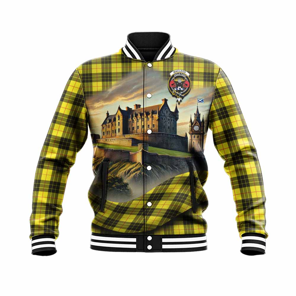 MacLeod (McLeod) Tartan Family Crest Baseball Jacket with Scottish Ancient Castle Style Unisex - Tartan Vibes Clothing