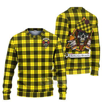 MacLeod (McLeod) Tartan Ugly Sweater with Family Crest and Bearded Skull Holding Bottles of Whiskey