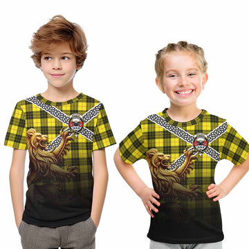 MacLeod (McLeod) Crest Tartan Kid T-Shirt with Golden Lion Emblem Celtic Style Youth XL Size14 - Tartan Vibes Clothing