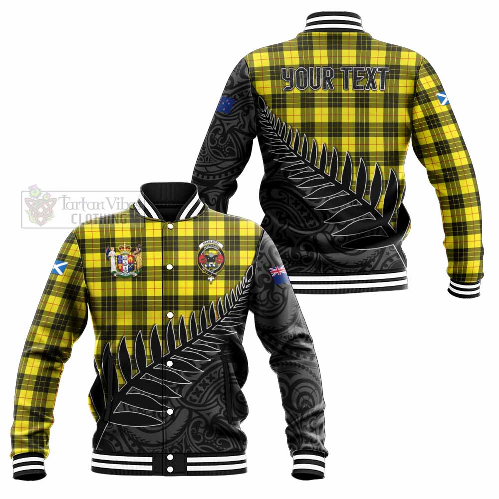 Tartan Vibes Clothing MacLeod (McLeod) Crest Tartan Baseball Jacket with New Zealand Silver Fern Half Style