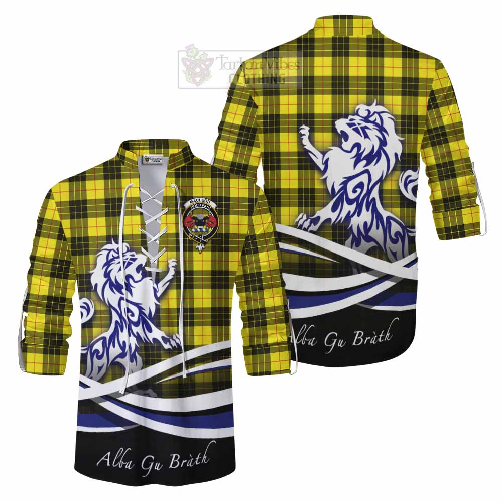 Tartan Vibes Clothing MacLeod (McLeod) Tartan Ghillie Kilt Shirt with Alba Gu Brath Regal Lion Emblem