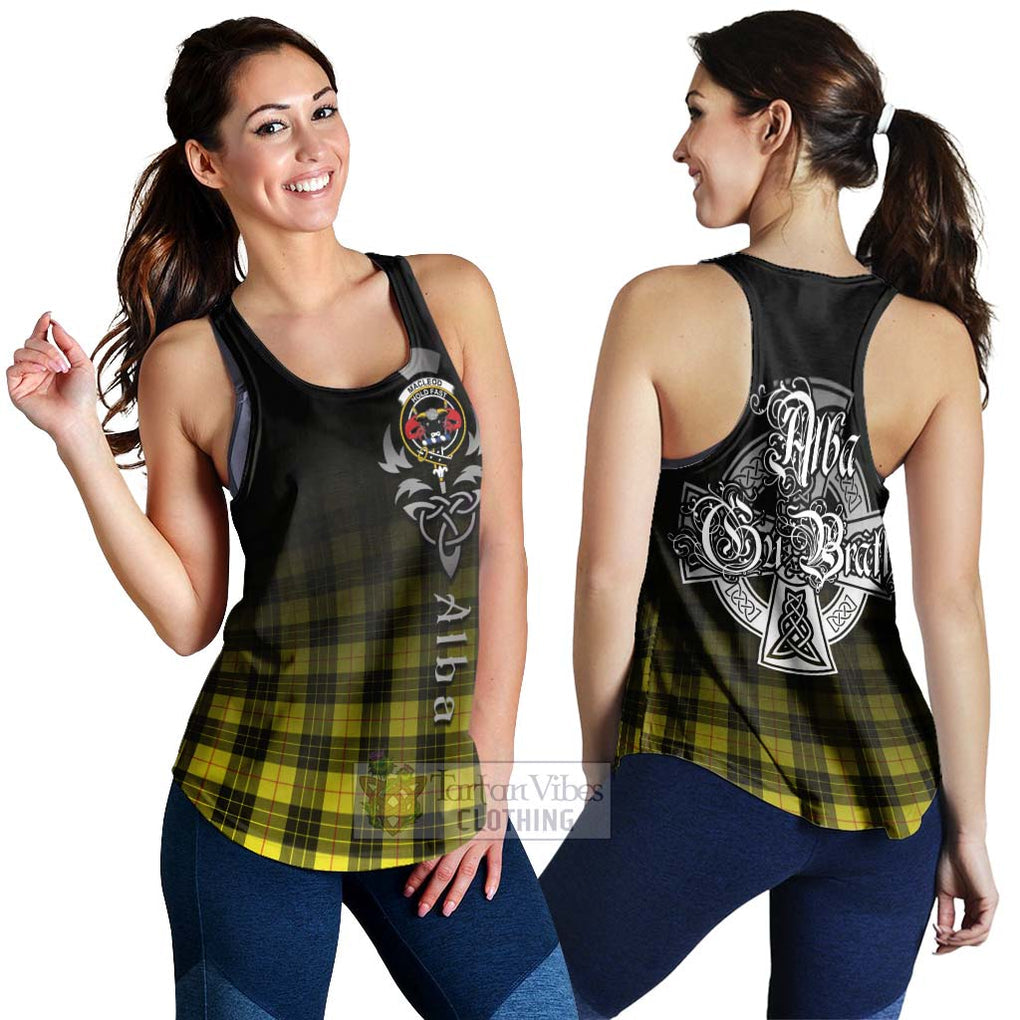 Tartan Vibes Clothing MacLeod (McLeod) Tartan Women's Racerback Tanks Featuring Alba Gu Brath Family Crest Celtic Inspired