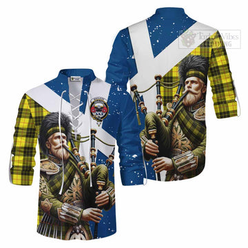 MacLeod (McLeod) Tartan Ghillie Kilt Shirt with Family Crest Scottish Bagpiper Vibes