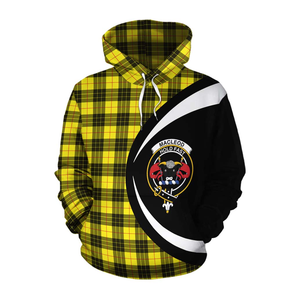 Tartan Vibes Clothing MacLeod (McLeod) Tartan Cotton Hoodie with Family Crest Circle Style