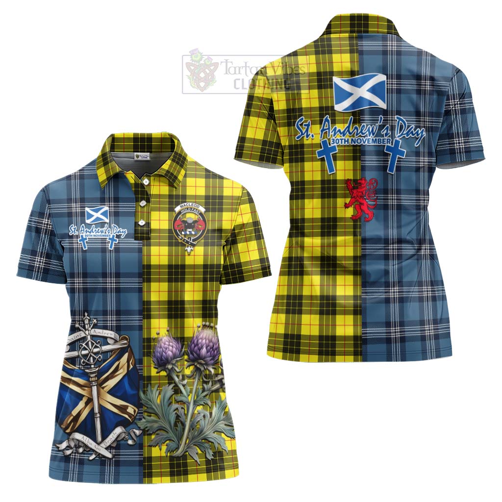 Tartan Vibes Clothing MacLeod (McLeod) Tartan Women's Polo Shirt Happy St. Andrew's Day Half Tartan Style