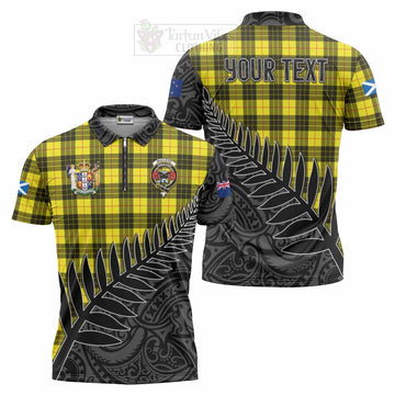 MacLeod (McLeod) Crest Tartan Zipper Polo Shirt with New Zealand Silver Fern Half Style