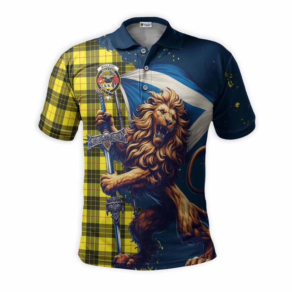 Tartan Vibes Clothing MacLeod (McLeod) Tartan Family Crest Men's Polo Shirt with Scottish Majestic Lion