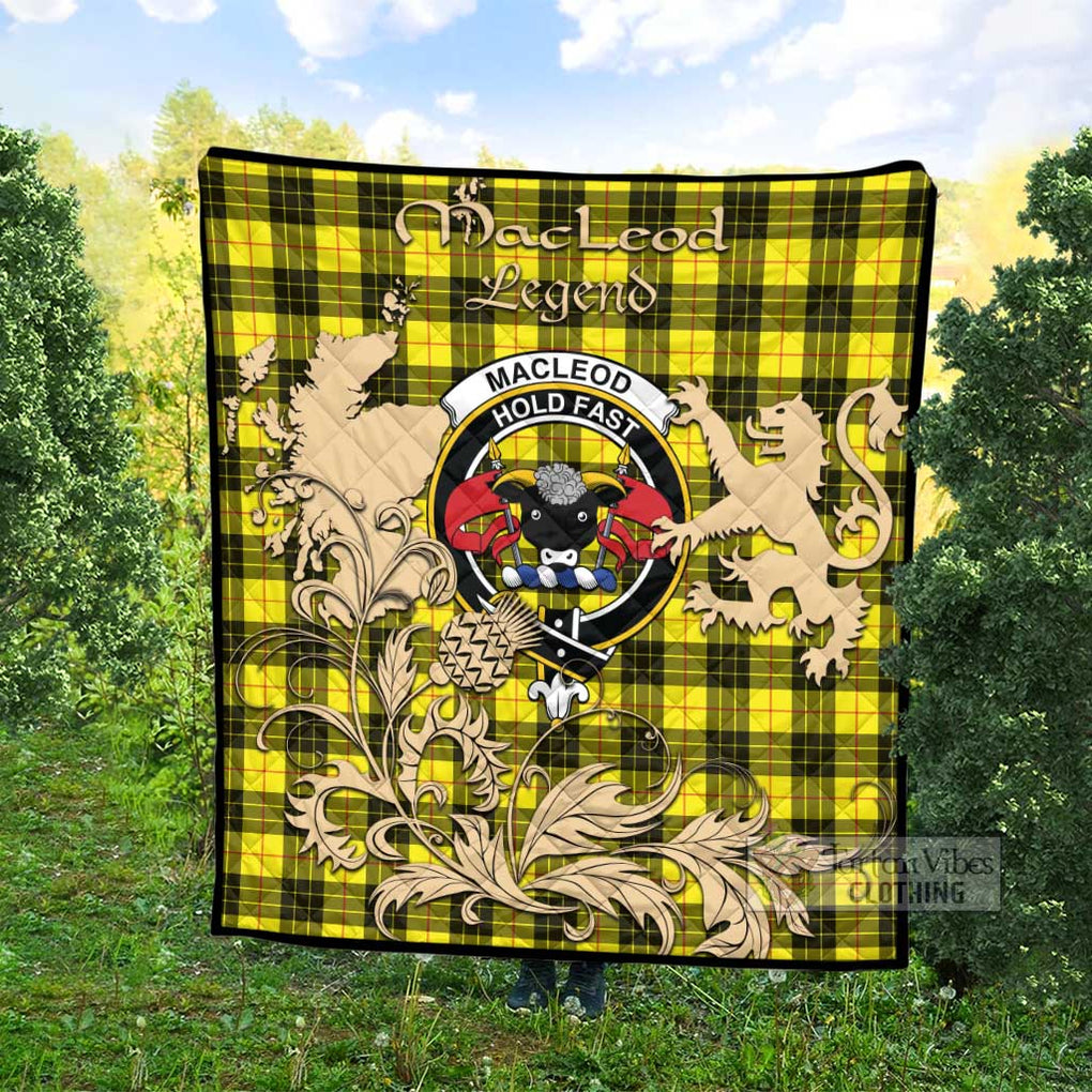 Tartan Vibes Clothing MacLeod (McLeod) Tartan Quilt with Family Crest and Scottish Symbol Style