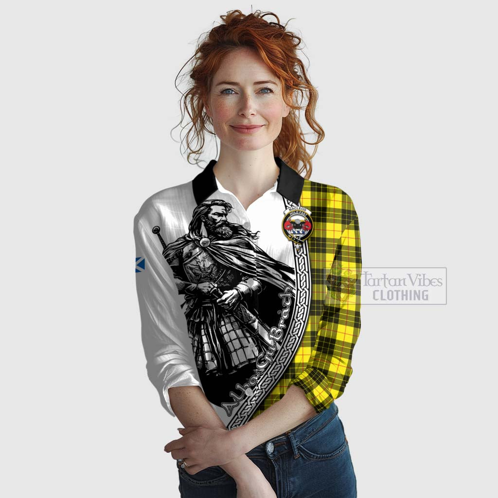 Tartan Vibes Clothing MacLeod (McLeod) Tartan Clan Crest Women's Casual Shirt with Highlander Warrior Celtic Style