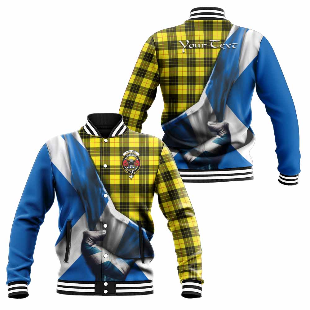 Tartan Vibes Clothing MacLeod (McLeod) Tartan Baseball Jacket with Family Crest Scotland Patriotic Style