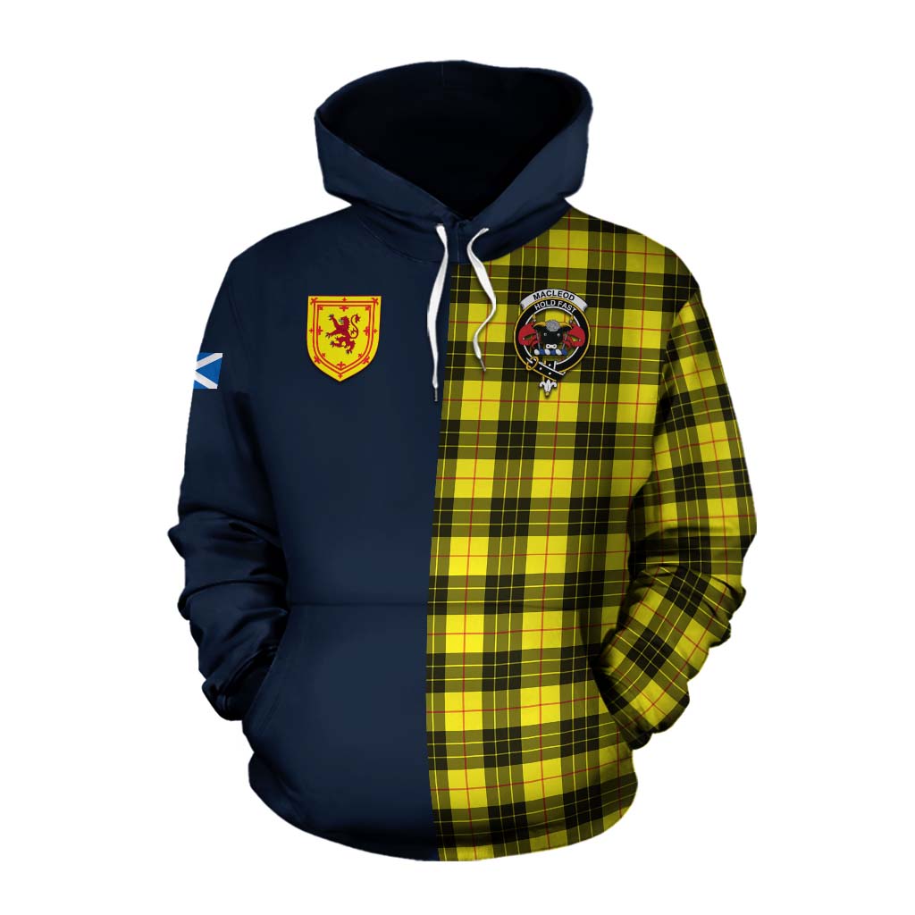 Tartan Vibes Clothing MacLeod (McLeod) Tartan Cotton Hoodie Alba with Scottish Lion Royal Arm Half Style