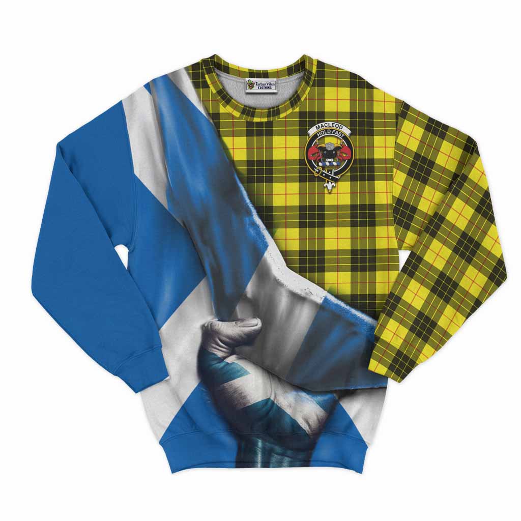 Tartan Vibes Clothing MacLeod (McLeod) Tartan Sweatshirt with Family Crest Scotland Patriotic Style