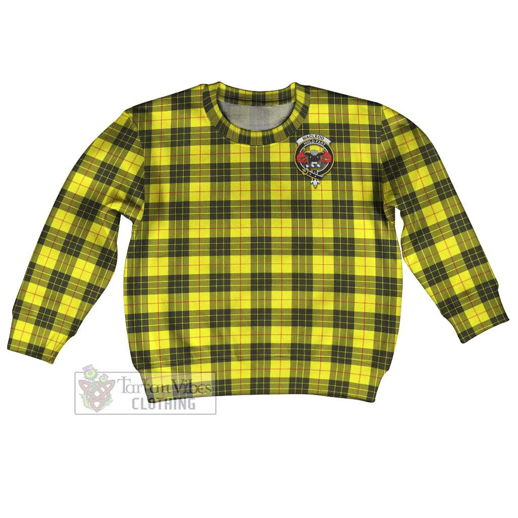 Tartan Vibes Clothing MacLeod (McLeod) Tartan Kid Ugly Sweater with Family Crest