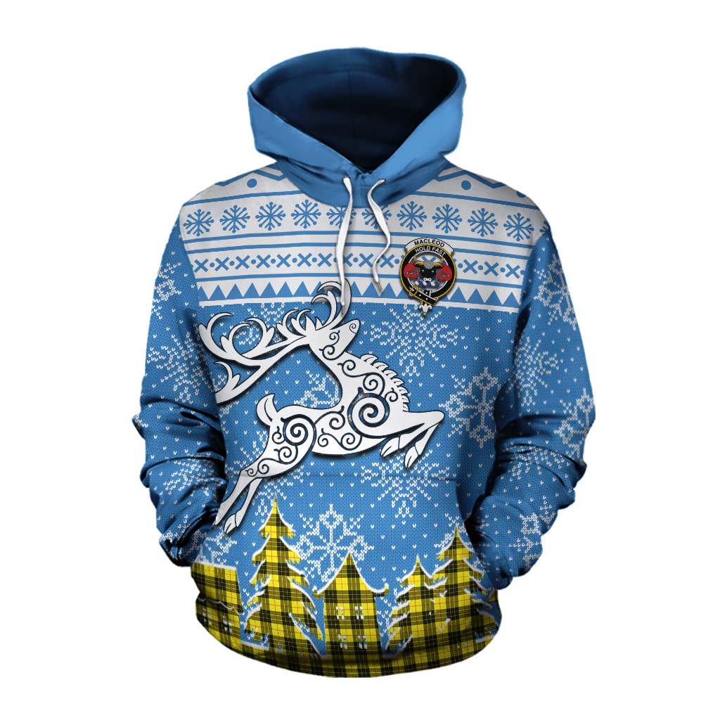 Tartan Vibes Clothing MacLeod (McLeod) Clan Christmas Cotton Hoodie Celtic Reindeer Style